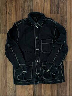 H&M Black Jacket with White Contrast Stitching